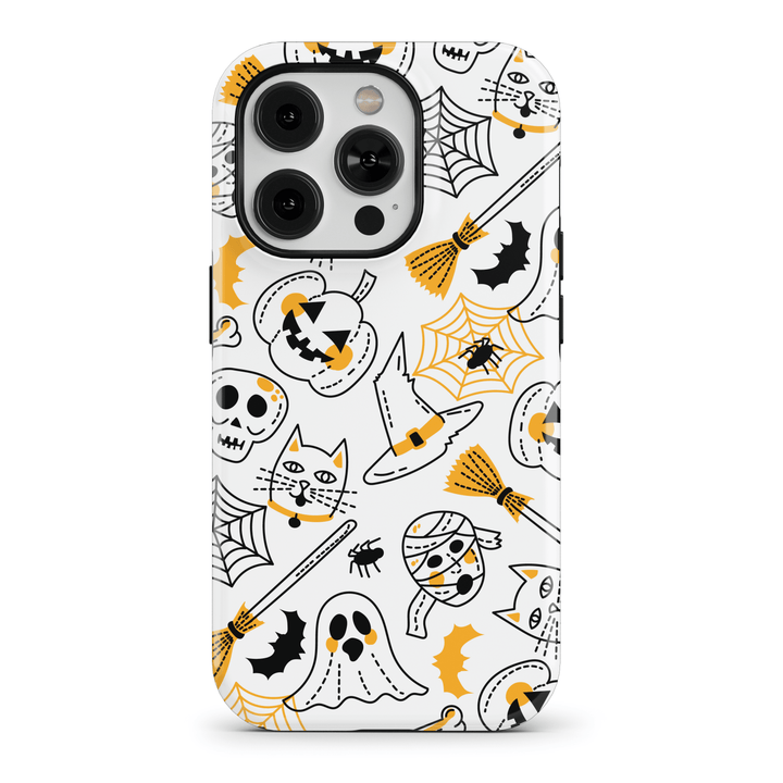 Protect your phone in style this fall with our Halloween-themed cases, including options for Pixel 8, Pixel 8 Pro, iPhone SE, iPhone 14 MagSafe, iPhone 15 MagSafe, and Samsung S24 Ultra. Perfect as a spooky gift, our goth-inspired designs like the Skull Shadows and Midnight Bones add a unique touch to your device. Don't miss our Fall iPhone cases and Halloween garland patterns!