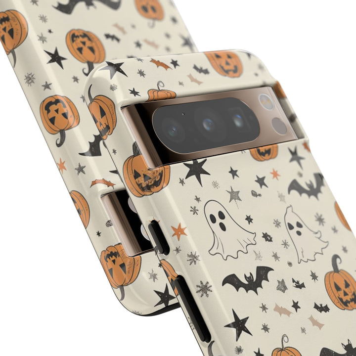 Protective cases for Google Pixel, including Pixel 7 Pro, Pixel 8 Pro, Pixel 9 Pro, Pixel 6 Pro, Pixel 8a, Pixel 7a, Pixel 6a, Pixel 9 Pro XL, Pixel 5, and Pixel 4 XL. Halloween Pixel Case