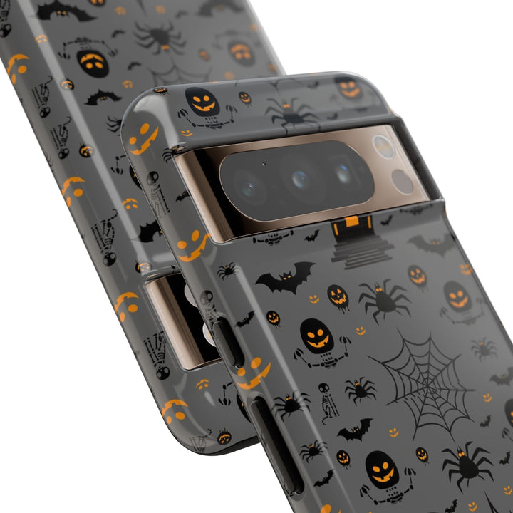 Protective cases for Google Pixel, including Pixel 7 Pro, Pixel 8 Pro, Pixel 9 Pro, Pixel 6 Pro, Pixel 8a, Pixel 7a, Pixel 6a, Pixel 9 Pro XL, Pixel 5, and Pixel 4 XL. Halloween Pixel Case