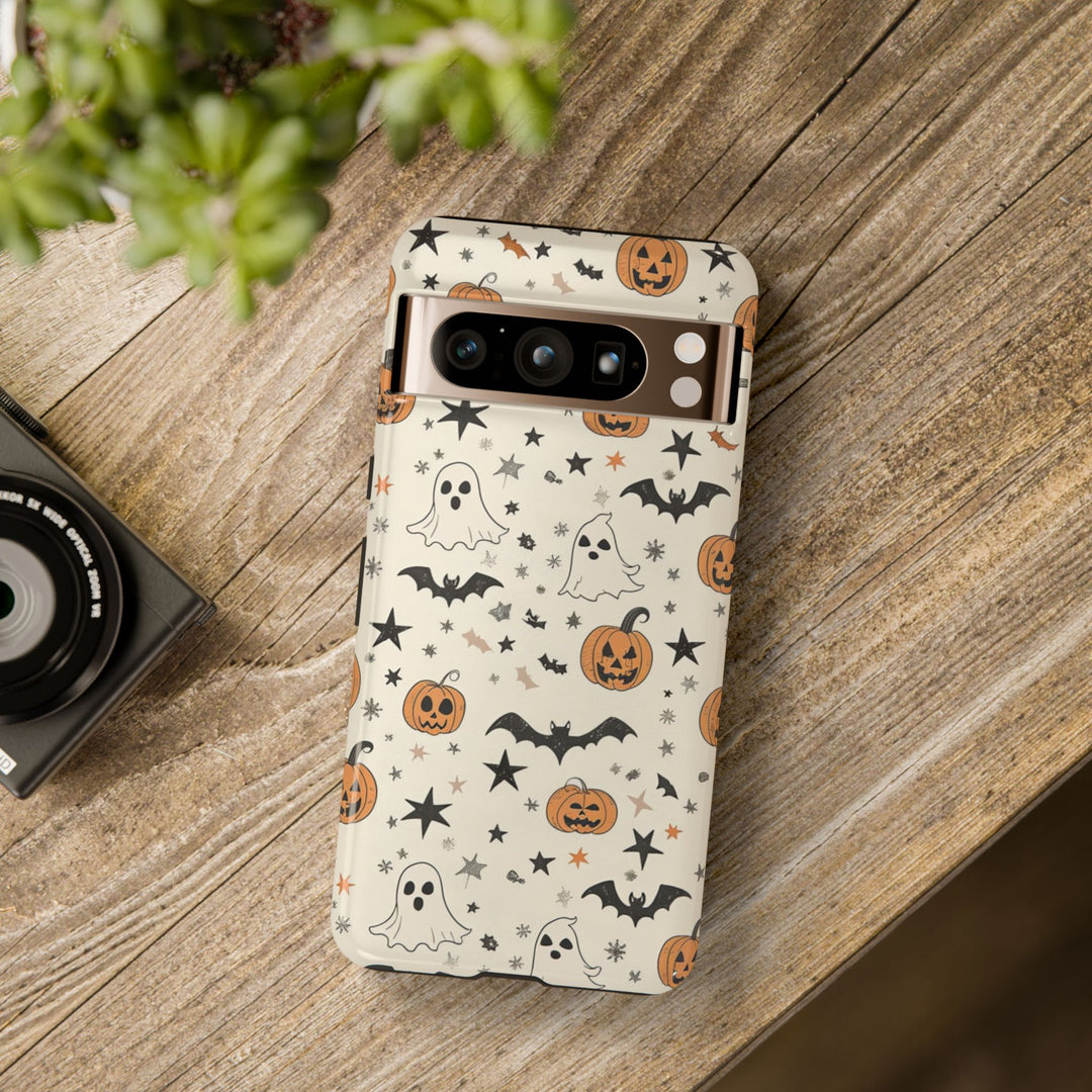 Protective cases for Google Pixel, including Pixel 7 Pro, Pixel 8 Pro, Pixel 9 Pro, Pixel 6 Pro, Pixel 8a, Pixel 7a, Pixel 6a, Pixel 9 Pro XL, Pixel 5, and Pixel 4 XL. Halloween Pixel Case