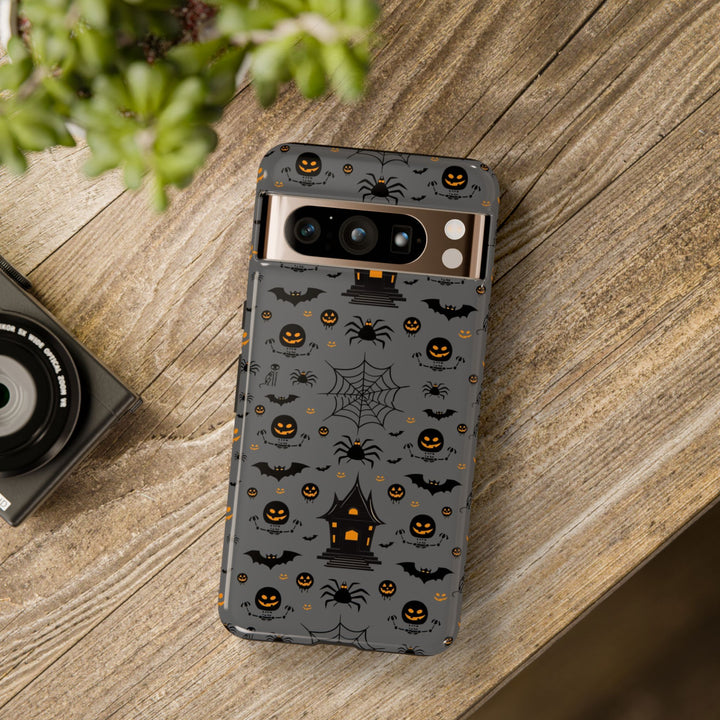 Protective cases for Google Pixel, including Pixel 7 Pro, Pixel 8 Pro, Pixel 9 Pro, Pixel 6 Pro, Pixel 8a, Pixel 7a, Pixel 6a, Pixel 9 Pro XL, Pixel 5, and Pixel 4 XL. Halloween Pixel Case