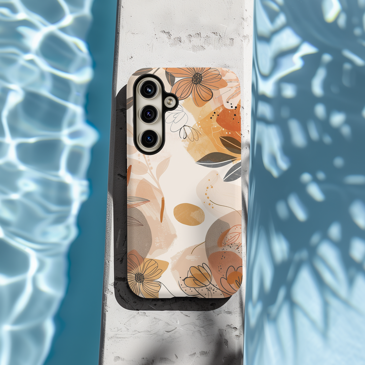 Floral, fall, autumn, and Halloween-themed phone cases available for Pixel 8, iPhone 16 Pro, Galaxy S24, Pixel 8 Pro, and iPhone SE. Featuring MagSafe compatibility and unique designs like mosaic and coquette, perfect for the season