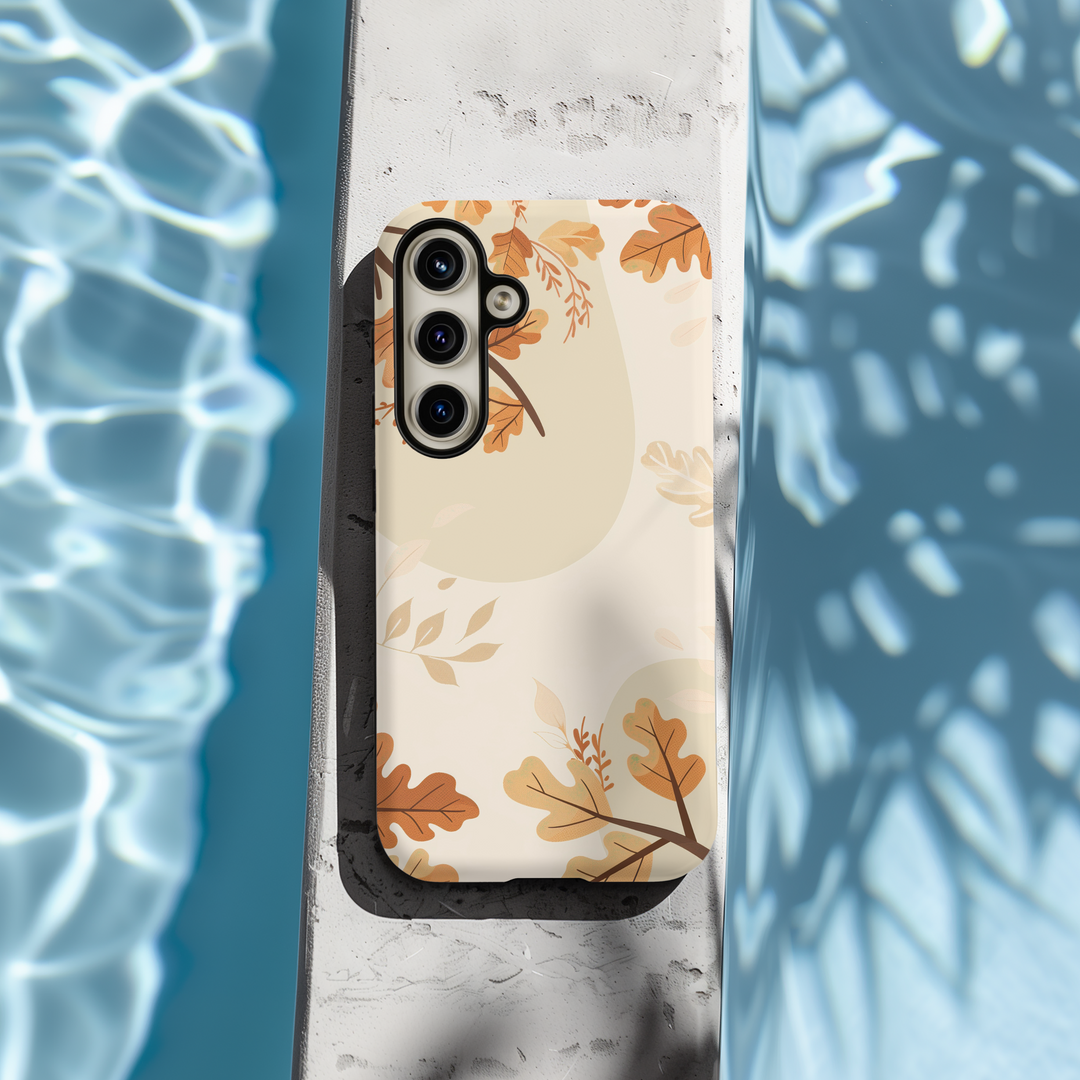 Floral, fall, autumn, and Halloween-themed phone cases available for Pixel 8, iPhone 16 Pro, Galaxy S24, Pixel 8 Pro, and iPhone SE. Featuring MagSafe compatibility and unique designs like mosaic and coquette, perfect for the season.