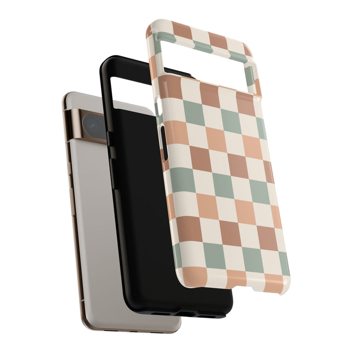 Protective cases for Google Pixel, including Pixel 7 Pro, Pixel 8 Pro, Pixel 9 Pro, Pixel 6 Pro, Pixel 8a, Pixel 7a, Pixel 6a, Pixel 9 Pro XL, Pixel 5, and Pixel 4 XL. Checker case, boardgame pattern, checker phonecase, checkered pattern