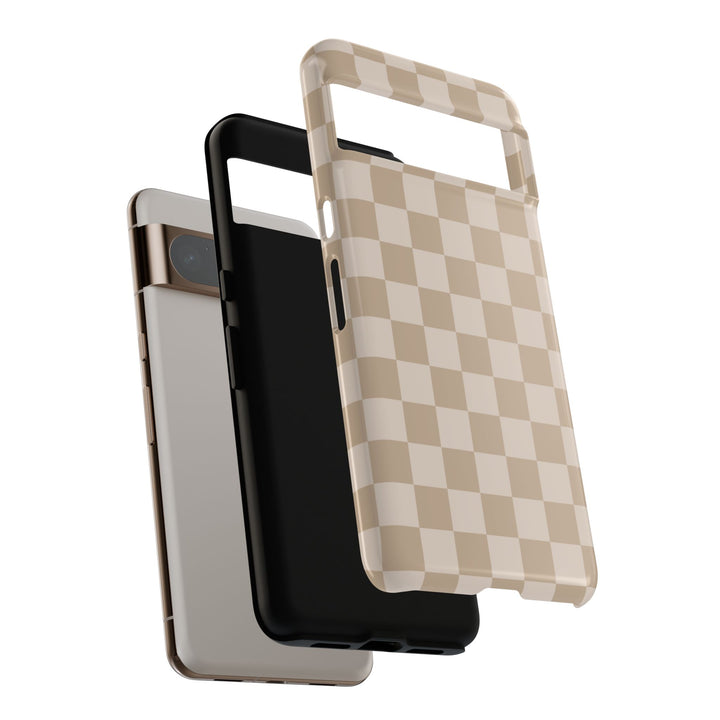 Protective cases for Google Pixel, including Pixel 7 Pro, Pixel 8 Pro, Pixel 9 Pro, Pixel 6 Pro, Pixel 8a, Pixel 7a, Pixel 6a, Pixel 9 Pro XL, Pixel 5, and Pixel 4 XL. Checker case, boardgame pattern, checker phonecase, checkered pattern