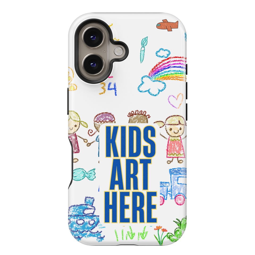 Custom phone case featuring your child's artwork. Preserve their creativity by turning their drawings into a high-quality, durable phone case. A unique and personal keepsake gift for parents and loved ones.