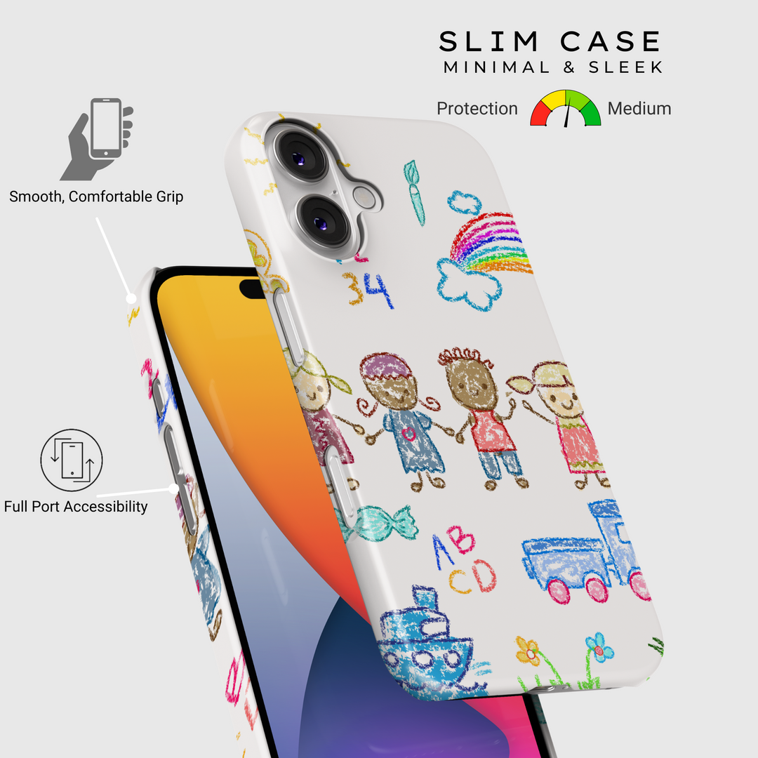 Custom phone case featuring your child's artwork. Preserve their creativity by turning their drawings into a high-quality, durable phone case. A unique and personal keepsake gift for parents and loved ones.