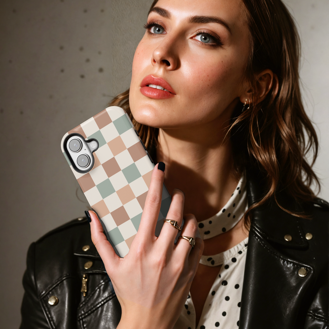 Checkerboard phone cover, checkered phone case, checkerboard iPhone cover, check pattern phone cover, checkerboard MagSafe accessory, checkered MagSafe case, trendy checker design, modern checkerboard case, colorful check pattern, checker phone case for iPhone 16, checkerboard MagSafe cover, stylish checkered design.