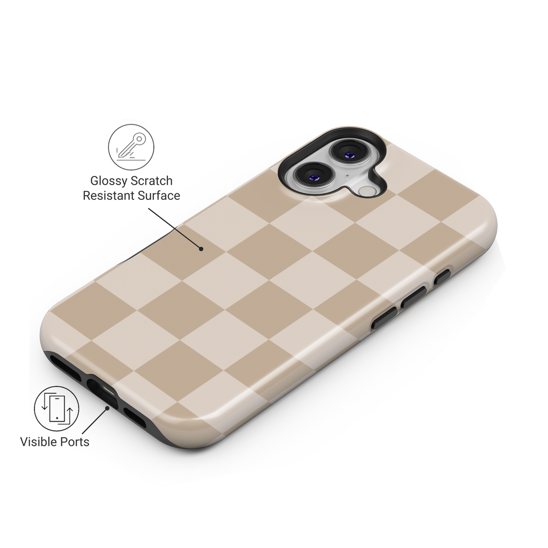 Beige Checkerboard phone cover, MagSafe checker, checkerboard pattern, checkerboard phone case, checkered design, checker iPhone cover, checkerboard MagSafe accessory, Beige checkerboard case, mint check pattern phone cover, iPhone 16 Case Cute