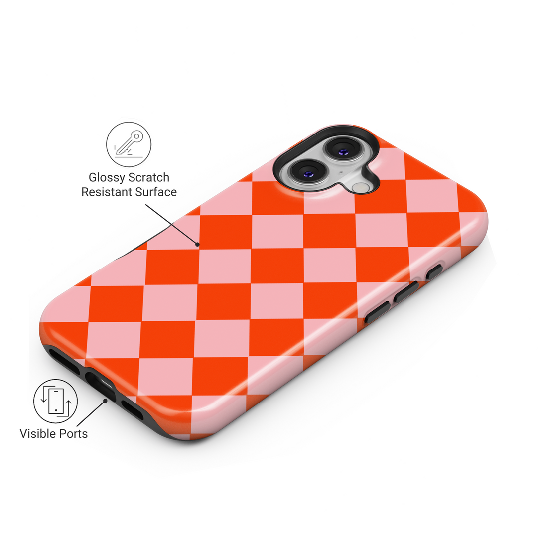 Checkerboard phone cover, checkered phone case, checkerboard iPhone cover, check pattern phone cover, checkerboard MagSafe accessory, checkered MagSafe case, trendy checker design, modern checkerboard case, colorful check pattern, checker phone case for iPhone 16, checkerboard MagSafe cover, stylish checkered design.