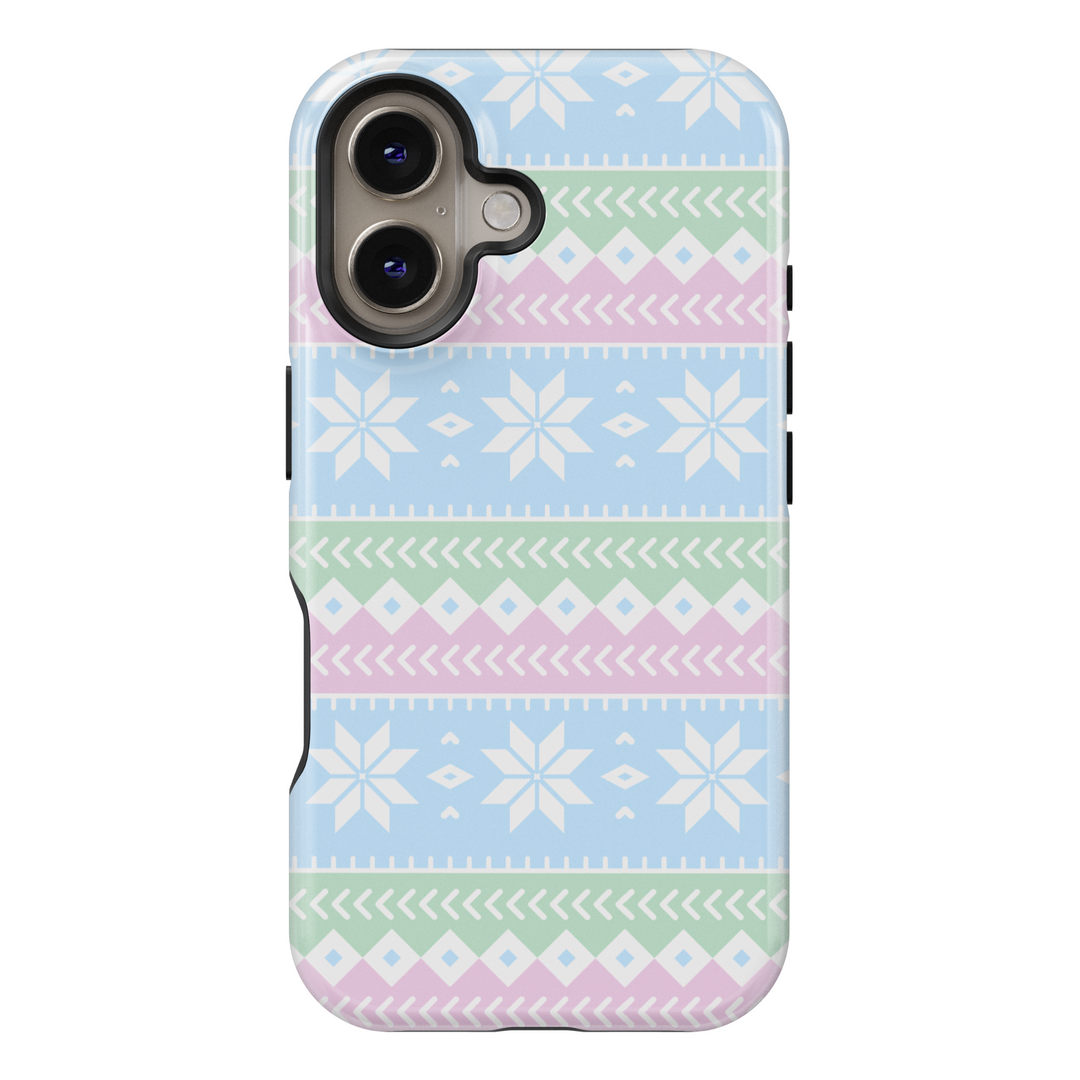 "Winter-themed MagSafe iPhone 16 Pro phone case featuring a Nordic Christmas design with a charming gingerbread house. Perfect holiday phone case and thoughtful gift for her, offering festive style and durable protection for the season.