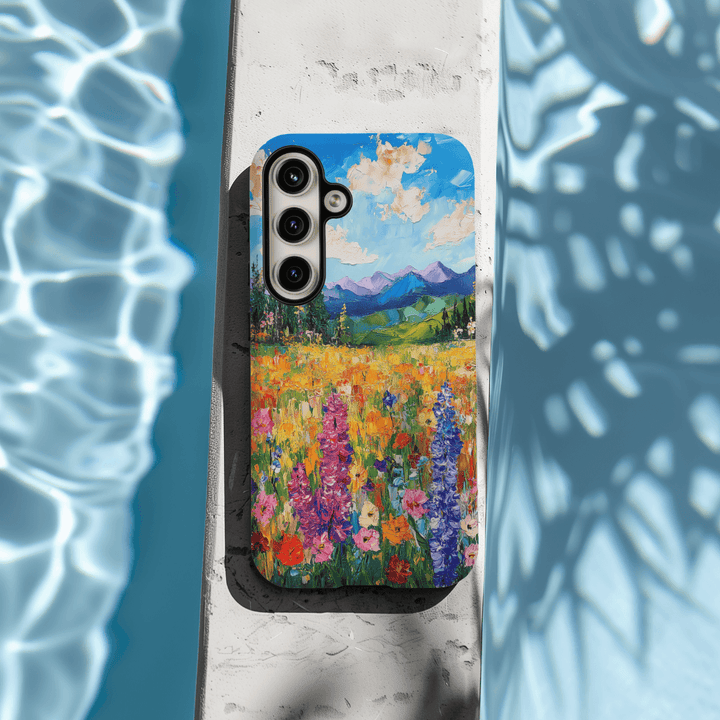 Oil Painting Floral Phone Case for Samsung - Minimalist Pink and Pastel Flowers | Seamless Pattern | Tough Slim Cover for Galaxy S24, S23, S22, S21, S20, S10