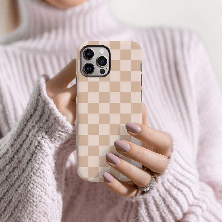 Beige Checkerboard phone cover, MagSafe checker, checkerboard pattern, checkerboard phone case, checkered design, checker iPhone cover, checkerboard MagSafe accessory, Beige checkerboard case, mint check pattern phone cover, iPhone 16 Case Cute