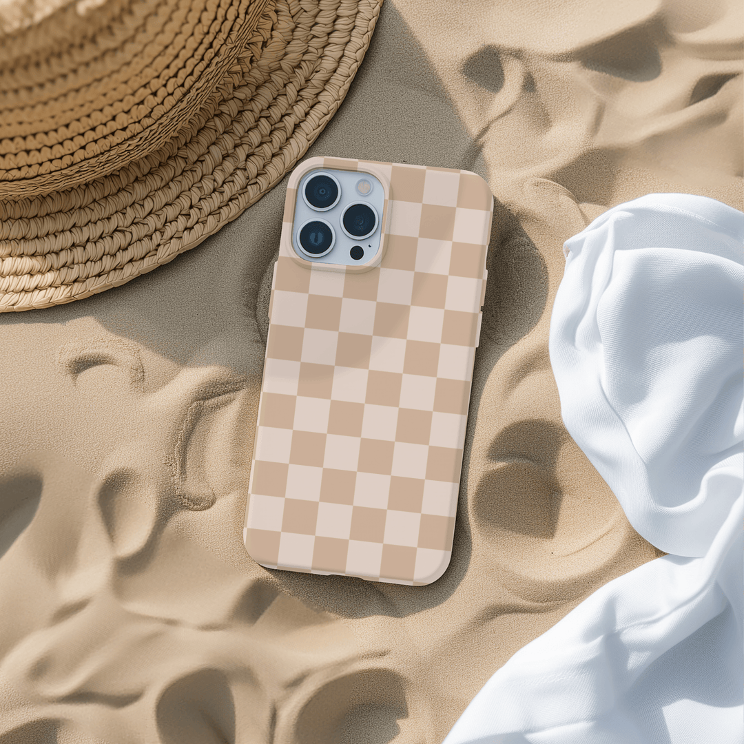 Beige Checkerboard phone cover, MagSafe checker, checkerboard pattern, checkerboard phone case, checkered design, checker iPhone cover, checkerboard MagSafe accessory, Beige checkerboard case, mint check pattern phone cover, iPhone 16 Case Cute