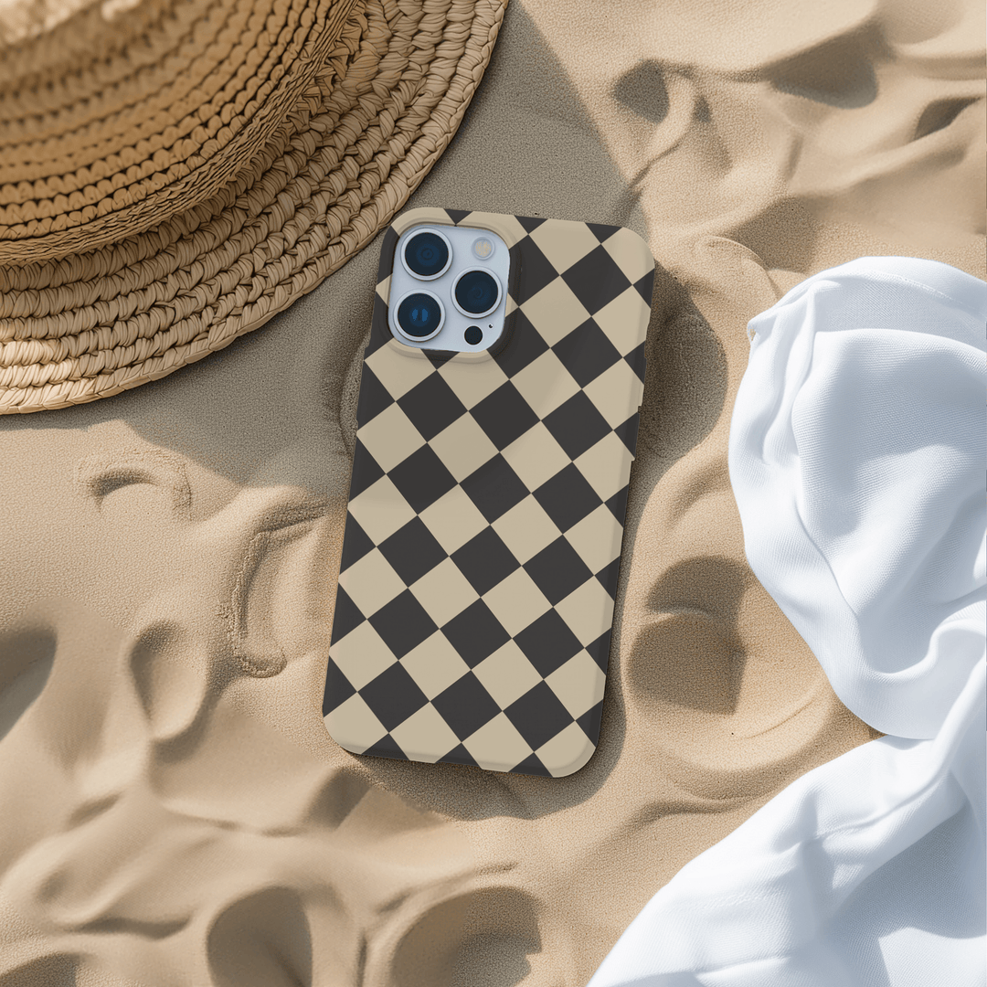 Beige Checkerboard phone cover, MagSafe checker, checkerboard pattern, checkerboard phone case, checkered design, checker iPhone cover, checkerboard MagSafe accessory, Beige checkerboard case, mint check pattern phone cover, iPhone 16 Case Cute