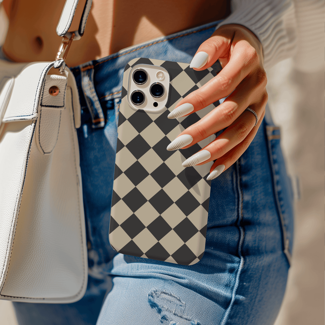 Beige Checkerboard phone cover, MagSafe checker, checkerboard pattern, checkerboard phone case, checkered design, checker iPhone cover, checkerboard MagSafe accessory, Beige checkerboard case, mint check pattern phone cover, iPhone 16 Case Cute