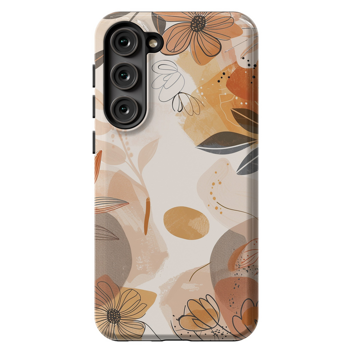 Floral, fall, autumn, and Halloween-themed phone cases available for Pixel 8, iPhone 16 Pro, Galaxy S24, Pixel 8 Pro, and iPhone SE. Featuring MagSafe compatibility and unique designs like mosaic and coquette, perfect for the season.