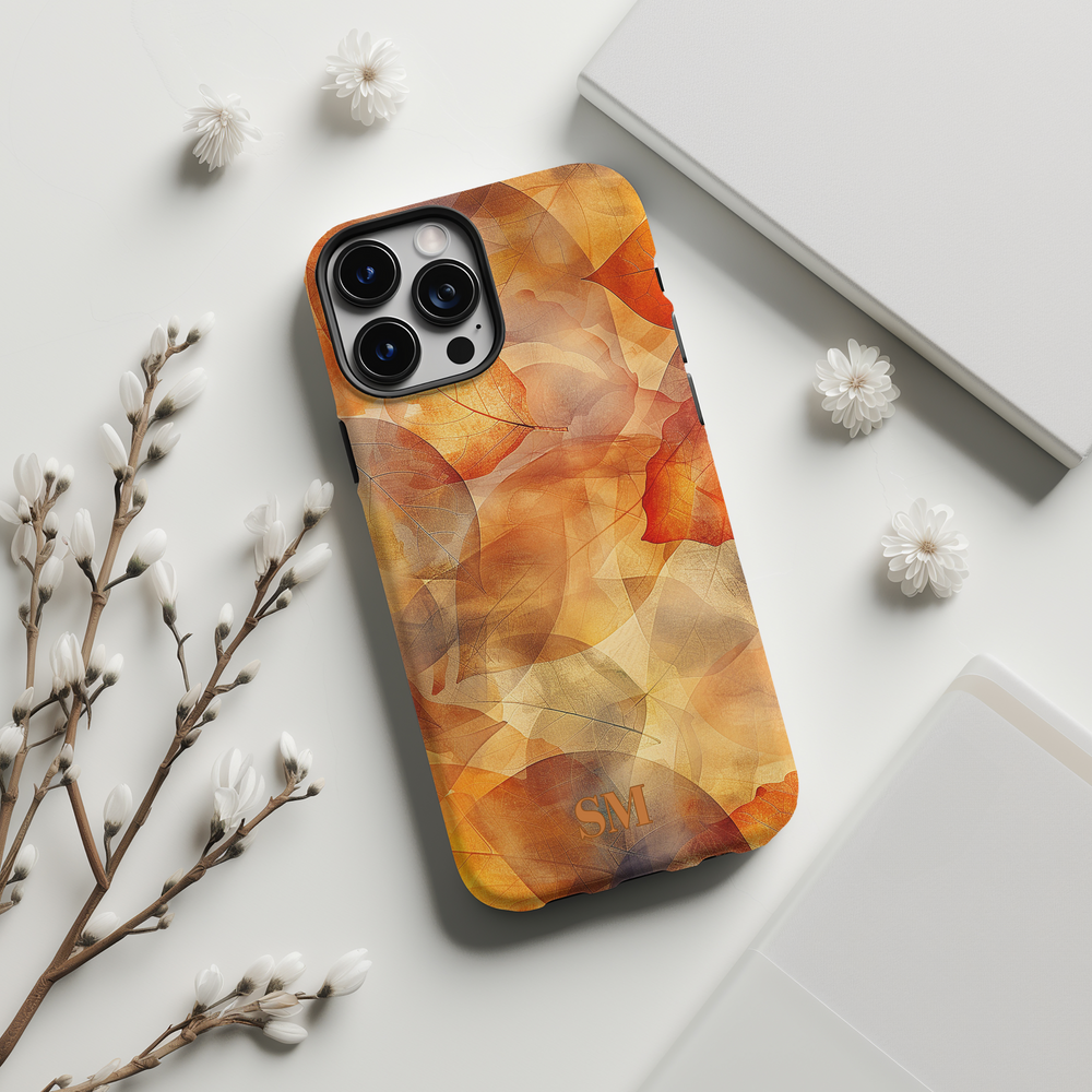 Floral, fall, autumn, and Halloween-themed phone cases available for Pixel 8, iPhone 16 Pro, Galaxy S24, Pixel 8 Pro, and iPhone SE. Featuring MagSafe compatibility and unique designs like mosaic and coquette, perfect for the season.