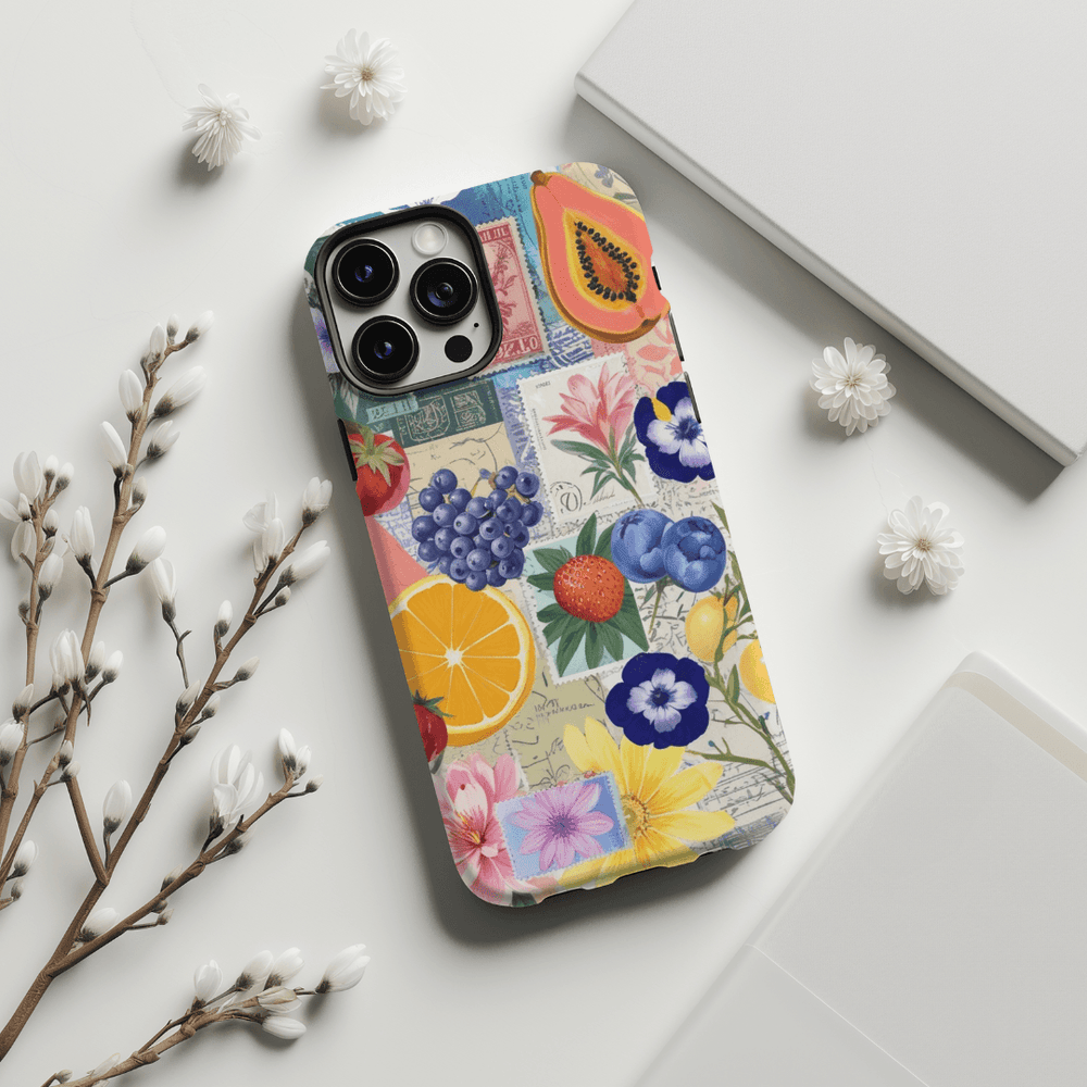 iPhone 16, iPhone 16 Pro, iPhone 15, or iPhone 15 Pro with our stunning scrapbook-style collage phone case. Featuring a coquette-inspired beachy design with surfboards, palm trees, seashells, and coastal vibes, this case is perfect for anyone who loves the ocean.