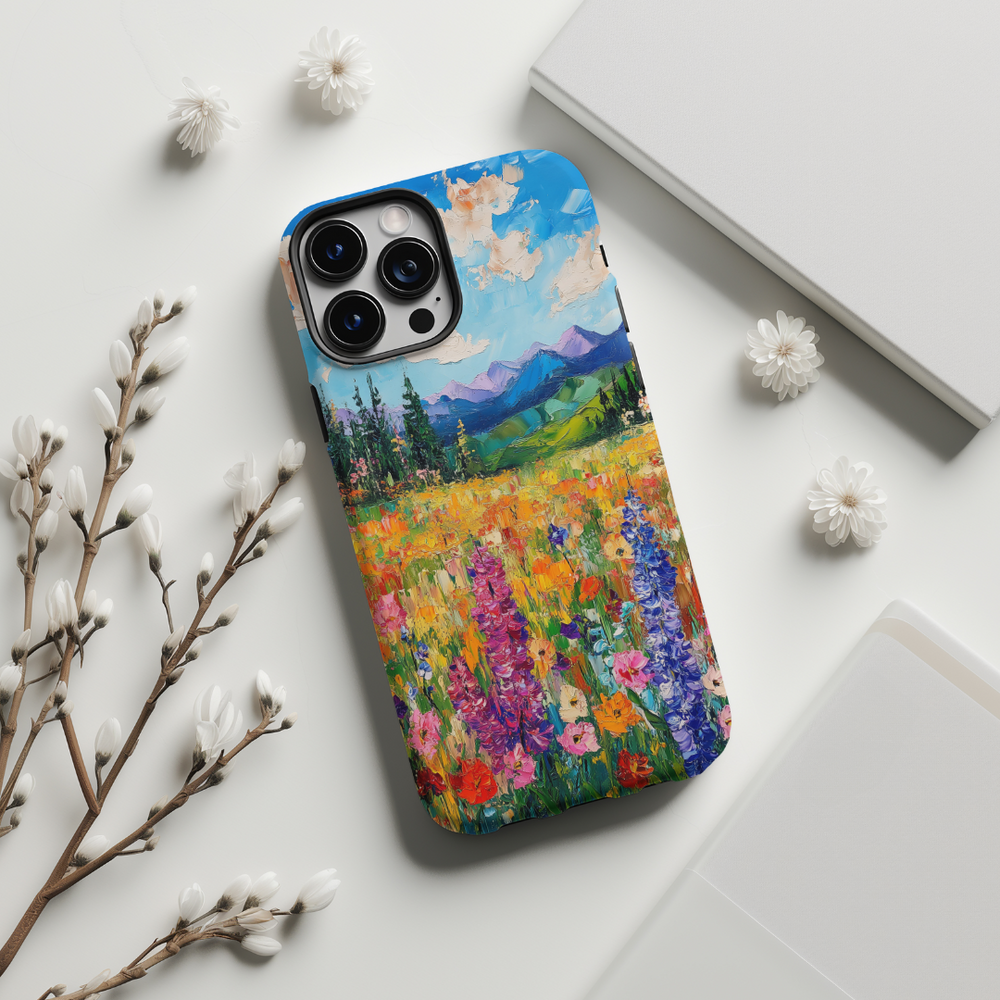 Oil Painting Floral Phone Case for Samsung - Minimalist Pink and Pastel Flowers | Seamless Pattern | Tough Slim Cover