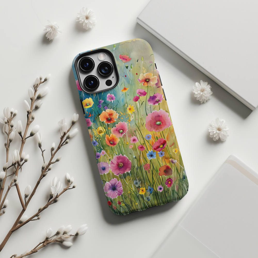 Oil Painting Floral Phone Case for Samsung - Minimalist Pink and Pastel Flowers | Seamless Pattern | Tough Slim Cover for iPhone. MagSafe iPhone Case. 