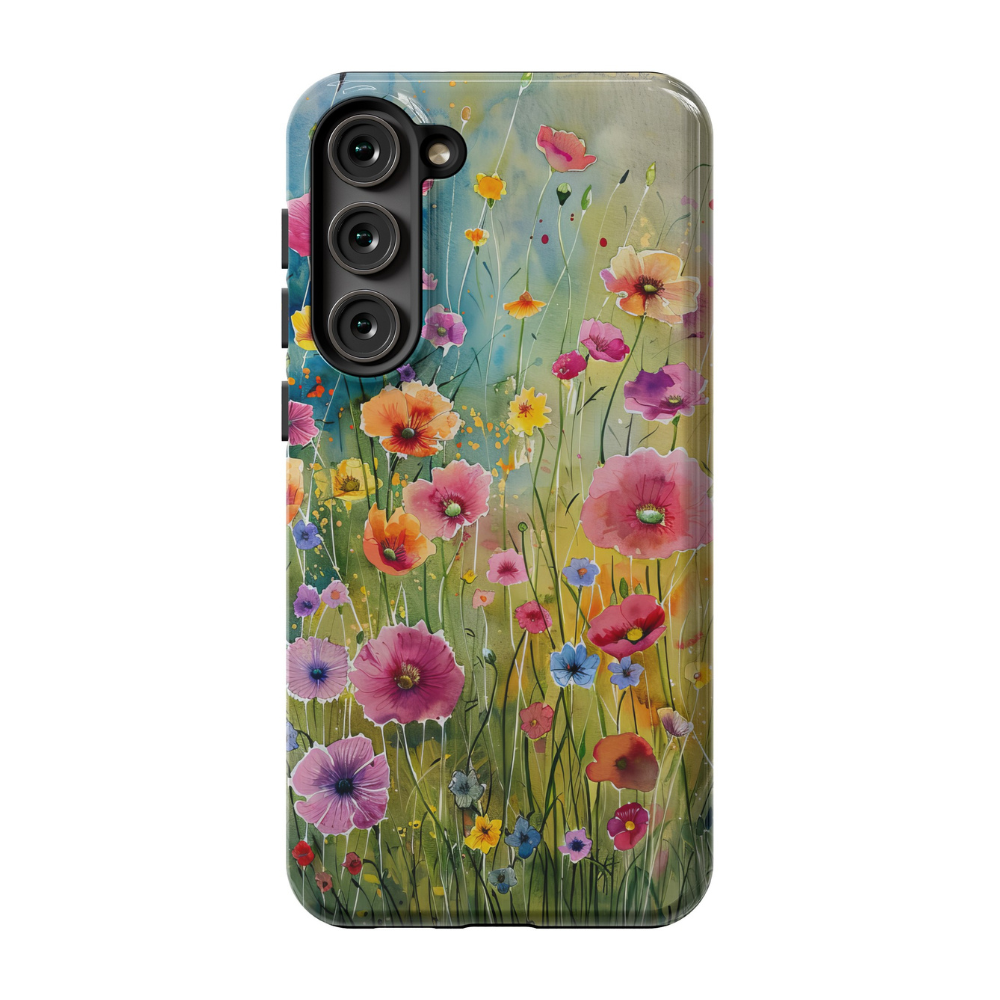 Oil Painting Floral Phone Case for Samsung - Minimalist Pink and Pastel Flowers | Seamless Pattern | Tough Slim Cover for Galaxy S24, S23, S22, S21, S20, S10