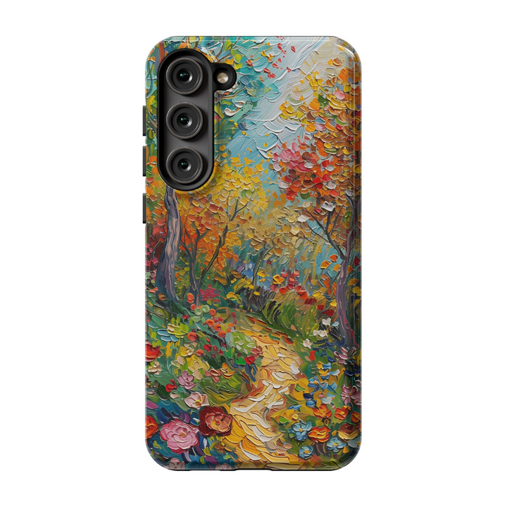 Oil Painting Floral Phone Case for Samsung - Minimalist Pink and Pastel Flowers | Seamless Pattern | Tough Slim Cover for Galaxy S24, S23, S22, S21, S20, S10