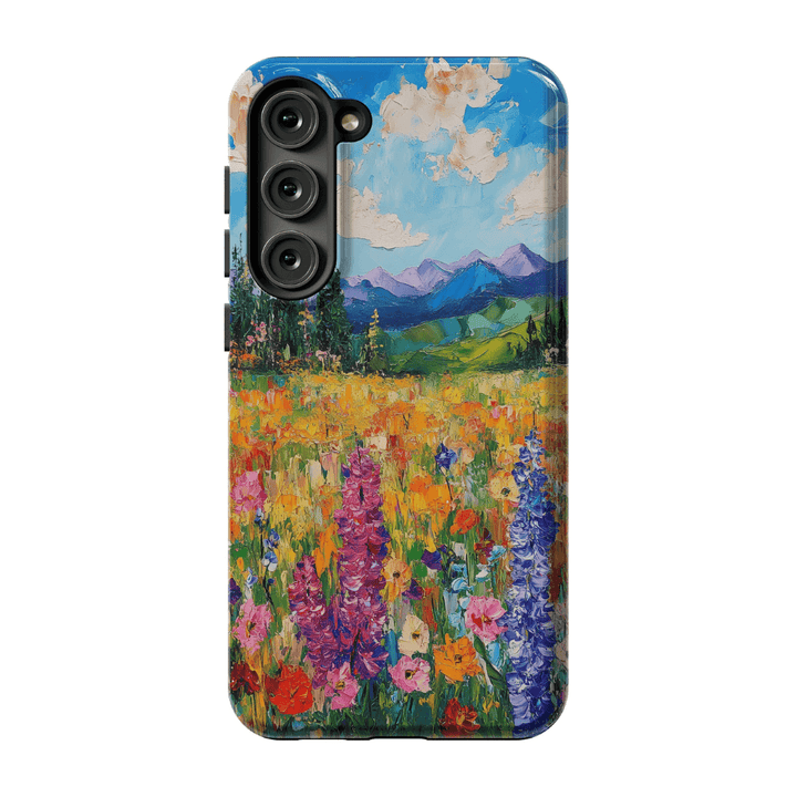 Oil Painting Floral Phone Case for Samsung - Minimalist Pink and Pastel Flowers | Seamless Pattern | Tough Slim Cover for Galaxy S24, S23, S22, S21, S20, S10