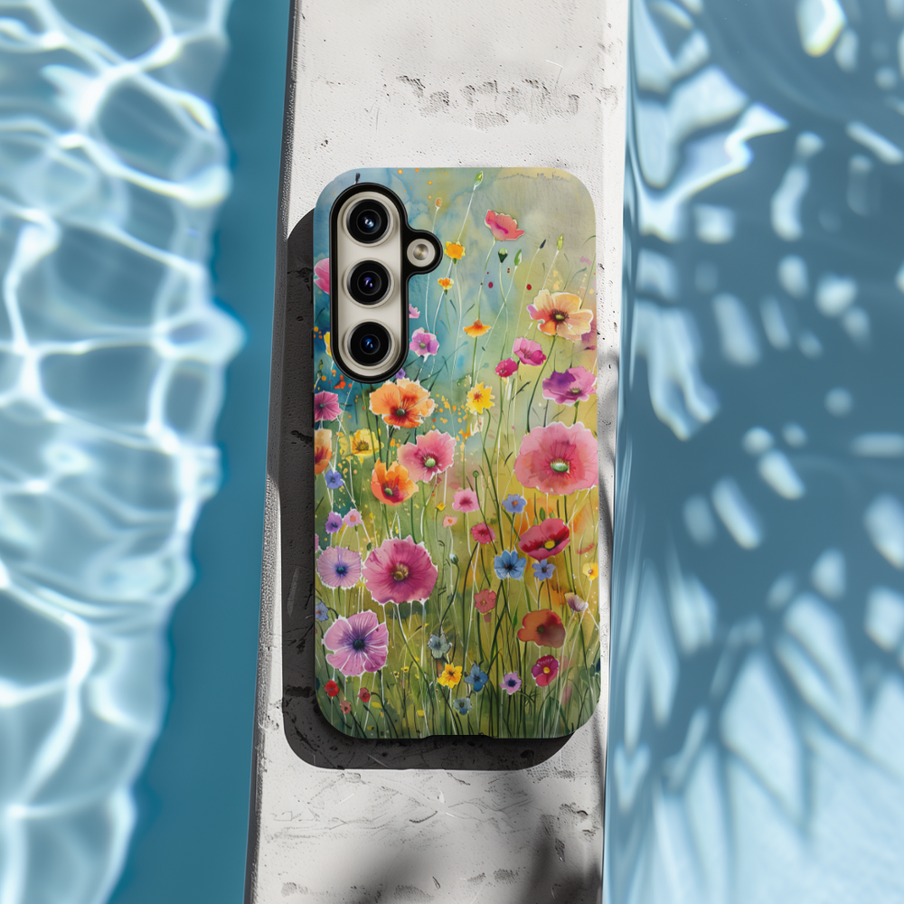 Oil Painting Floral Phone Case for Samsung - Minimalist Pink and Pastel Flowers | Seamless Pattern | Tough Slim Cover for Galaxy S24, S23, S22, S21, S20, S10