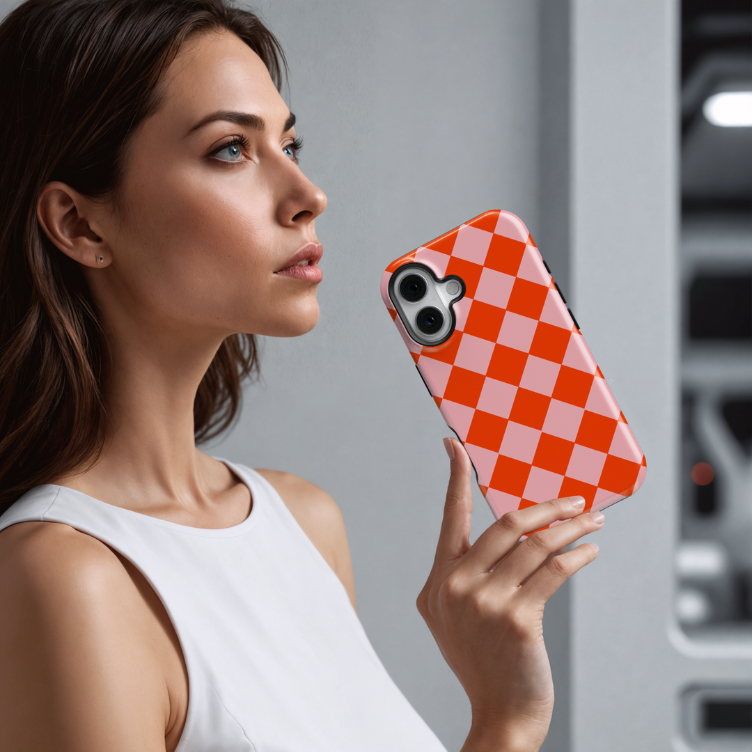 Checkerboard phone cover, checkered phone case, checkerboard iPhone cover, check pattern phone cover, checkerboard MagSafe accessory, checkered MagSafe case, trendy checker design, modern checkerboard case, colorful check pattern, checker phone case for iPhone 16, checkerboard MagSafe cover, stylish checkered design.