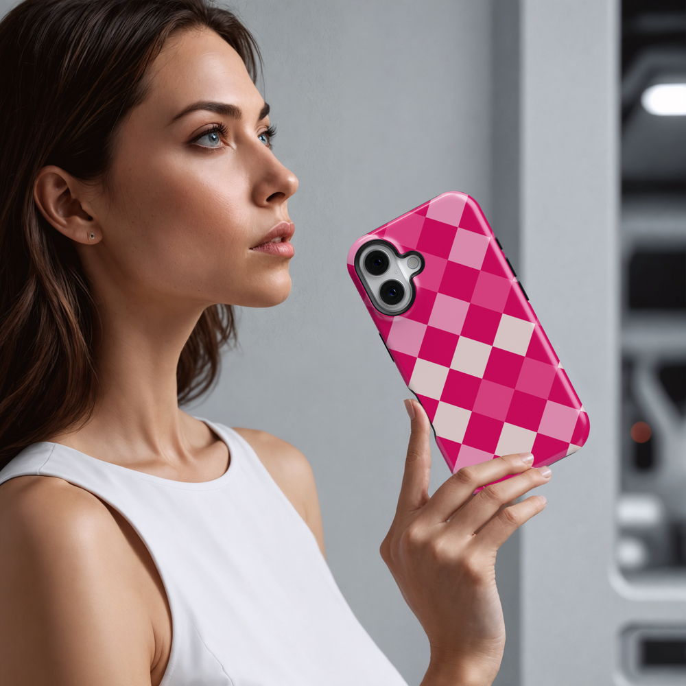 Checkerboard phone cover, checkered phone case, checkerboard iPhone cover, check pattern phone cover, checkerboard MagSafe accessory, checkered MagSafe case, trendy checker design, modern checkerboard case, colorful check pattern, checker phone case for iPhone 16, checkerboard MagSafe cover, stylish checkered design.