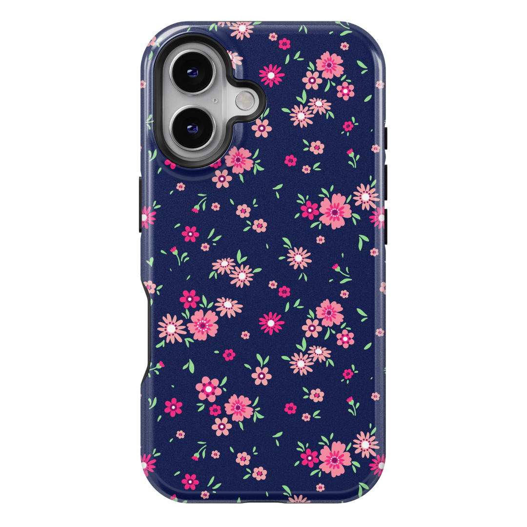 Blue Floral iPhone Case - Aesthetic Flower Print Protective Phone Cover for Women | Cute Vintage Wildflower Design | Slim & Durable iPhone 15 Case | Shop Now at Caselix