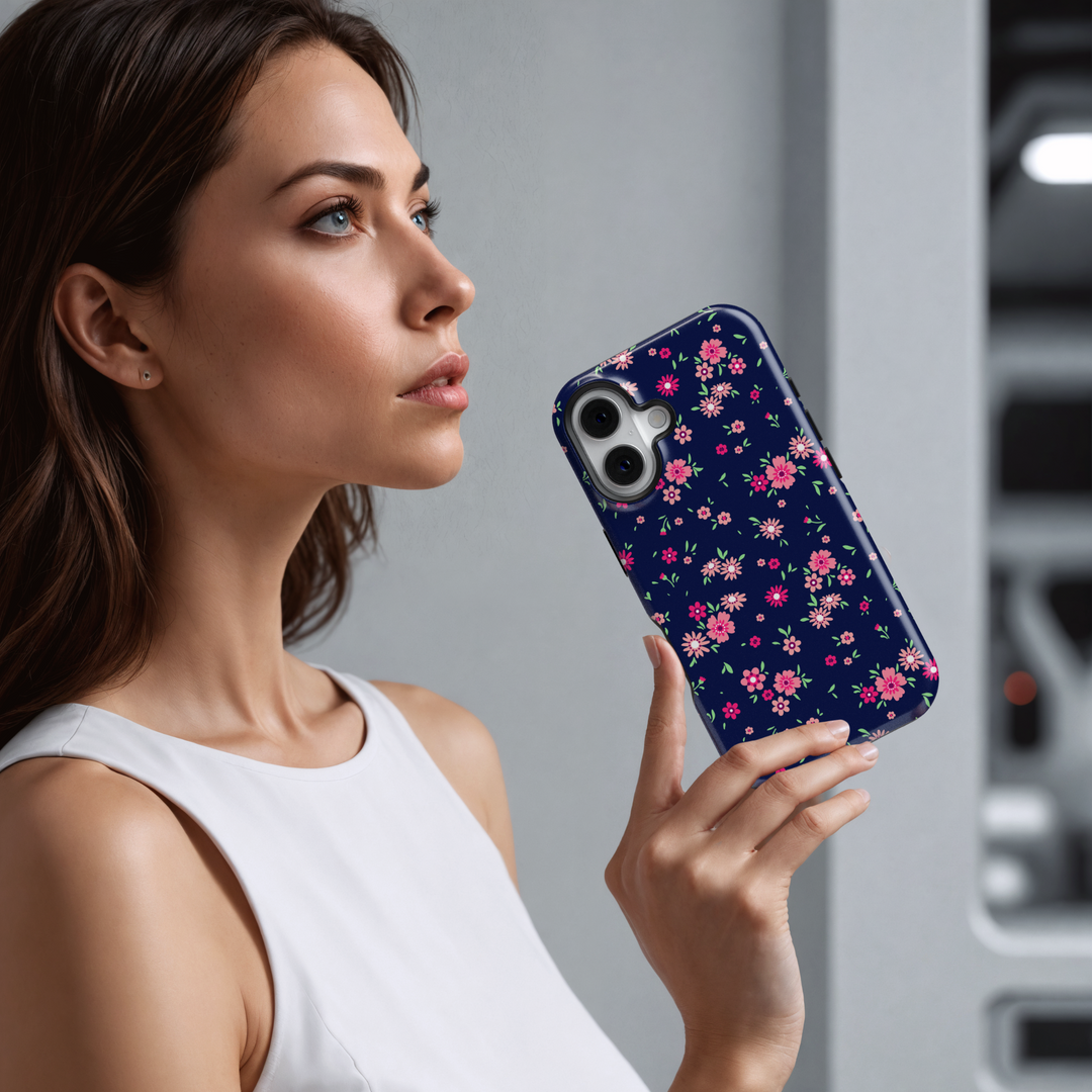 Blue Floral iPhone Case - Aesthetic Flower Print Protective Phone Cover for Women | Cute Vintage Wildflower Design | Slim & Durable iPhone 15 Case | Shop Now at Caselix