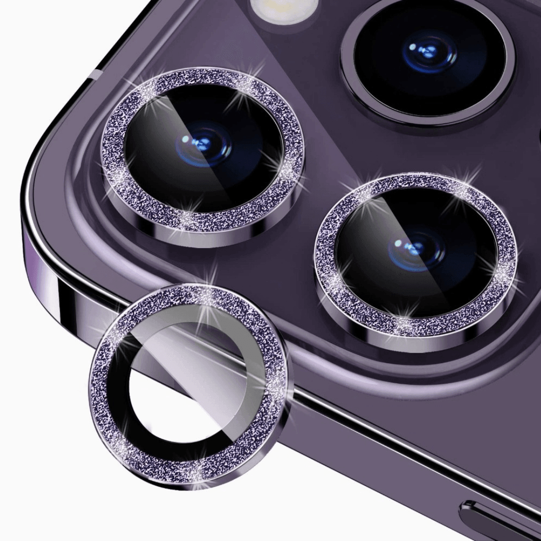 iPhone 14 Pro Camera Lens Protector tempered glass Glitter - Deep Purple - CASELIX