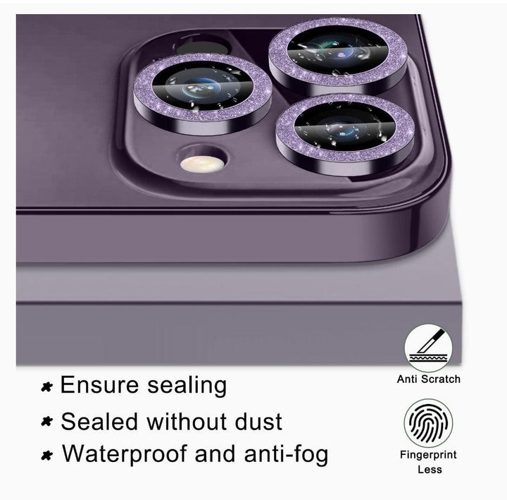 iPhone 14 Pro Camera Lens Protector tempered glass Glitter - Deep Purple - CASELIX