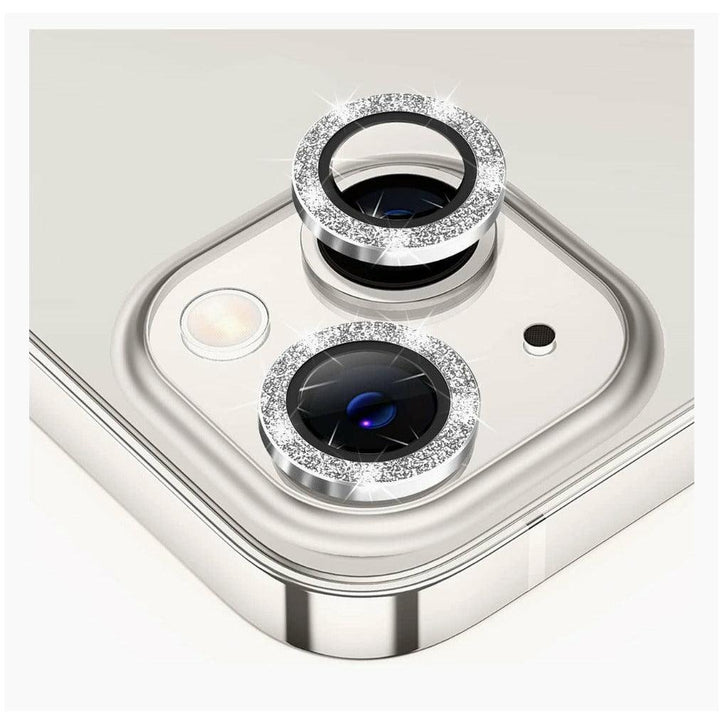 iPhone camera Lens Protector tempered glass - Silver Glitter - CASELIX