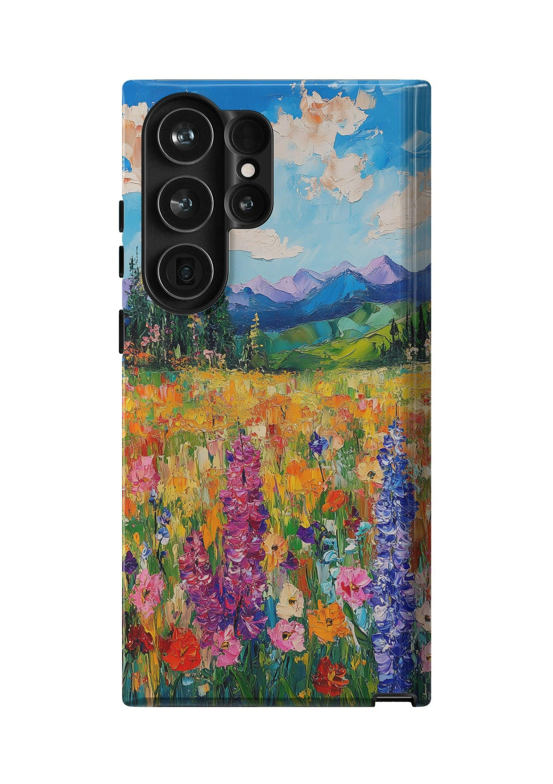 Oil Painting Floral Phone Case for Samsung - Minimalist Pink and Pastel Flowers | Seamless Pattern | Tough Slim Cover for Galaxy S24, S23, S22, S21, S20, S10