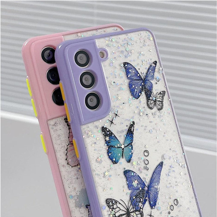 Samsung Galaxy Case Butterfly Glitter - Pink - CASELIX