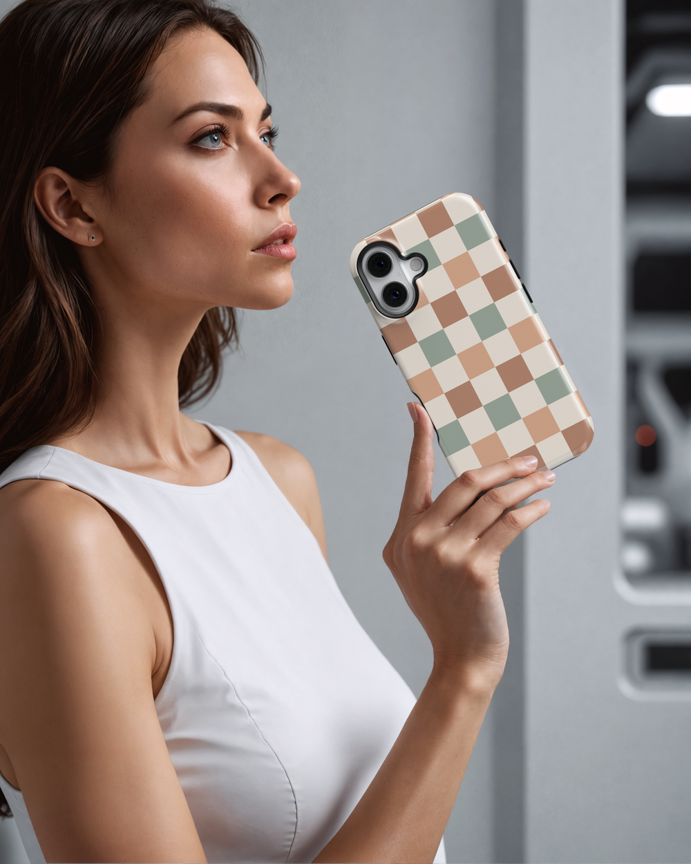 Checkerboard phone cover, checkered phone case, checkerboard iPhone cover, check pattern phone cover, checkerboard MagSafe accessory, checkered MagSafe case, trendy checker design, modern checkerboard case, colorful check pattern, checker phone case for iPhone 16, checkerboard MagSafe cover, stylish checkered design.